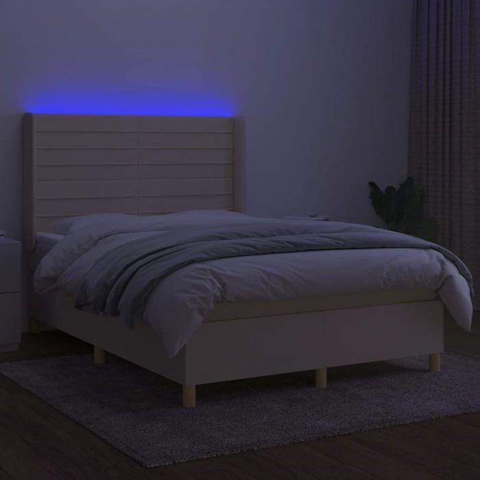 VidaXL Sommier à Lattes de Lit avec Matelas et LED, Lit Rembourré, Lit Double, Lit Adulte de Chambre à Coucher Intérieur, 3138394