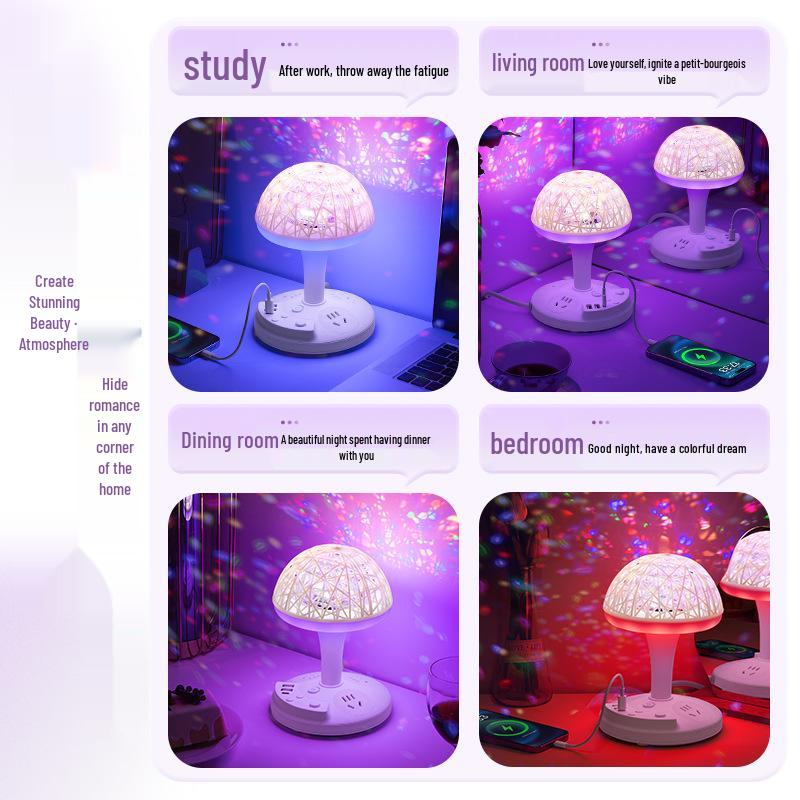 Romantic Seven-Color LED Mood Light with Rotating Indoor Stage Lamp & Cord Extension.