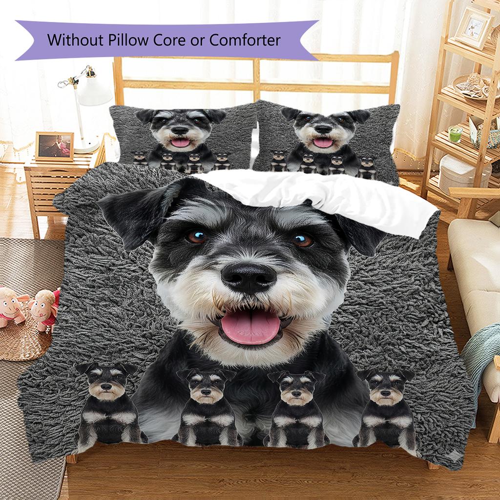 Yorkshire Terrier Sznaucer Wzór Pościel Kołdra Zestaw Poszewka na Kołdrę Poszewka na Poduszkę Dekoracja Domu Prezent (1 * poszwa na kołdrę + 2 * poszewki na poduszki, bez rdzenia)