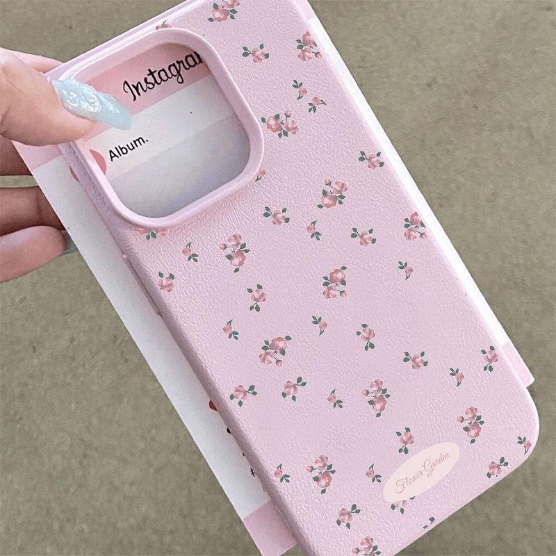 Apple 16 Pro Max/iPhone 15/14 Plus Floral Leather Texture Soft Protective Case