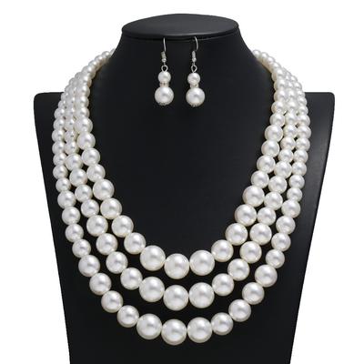 Stylish And Exquisite Pearl Set, Temperament Multi-Layer Pearl Woven Necklace, Earrings, Jewelry