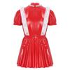 Mens Sissy Maid Dress Ruffles Trims Bow Apron Puff Sleeve A-Line Dress