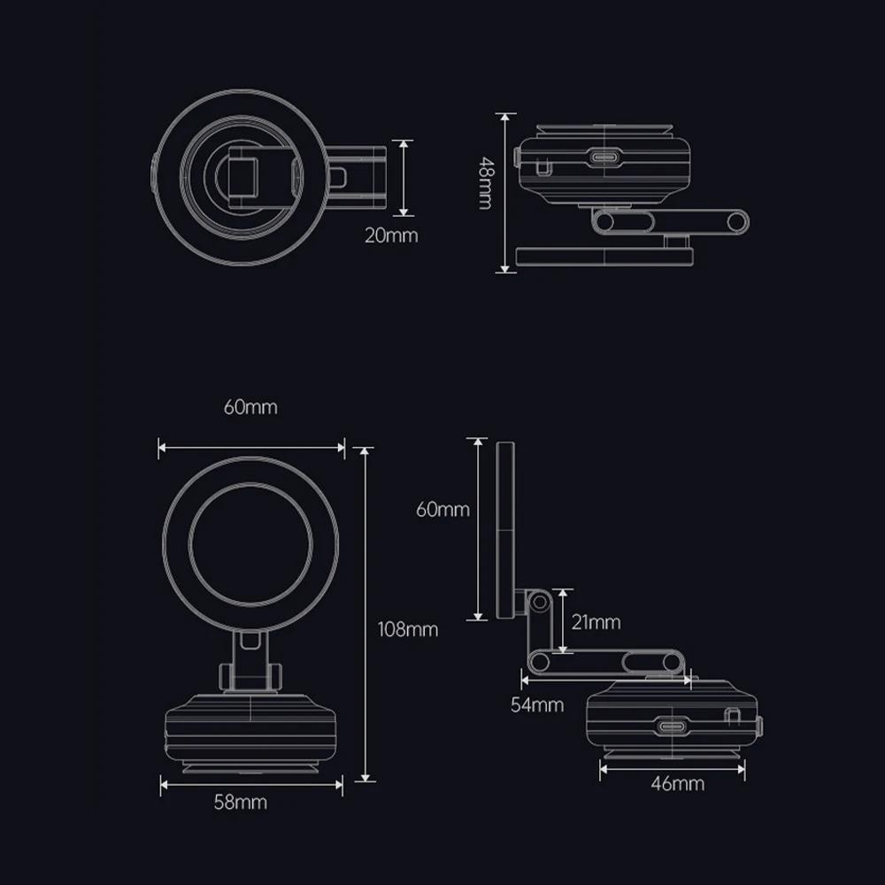 360° Rotating Phone Holder Folding Electric Vacuum Suction Cup Magnetic Suction Bracket Mirror Navigation Car Phone Holder