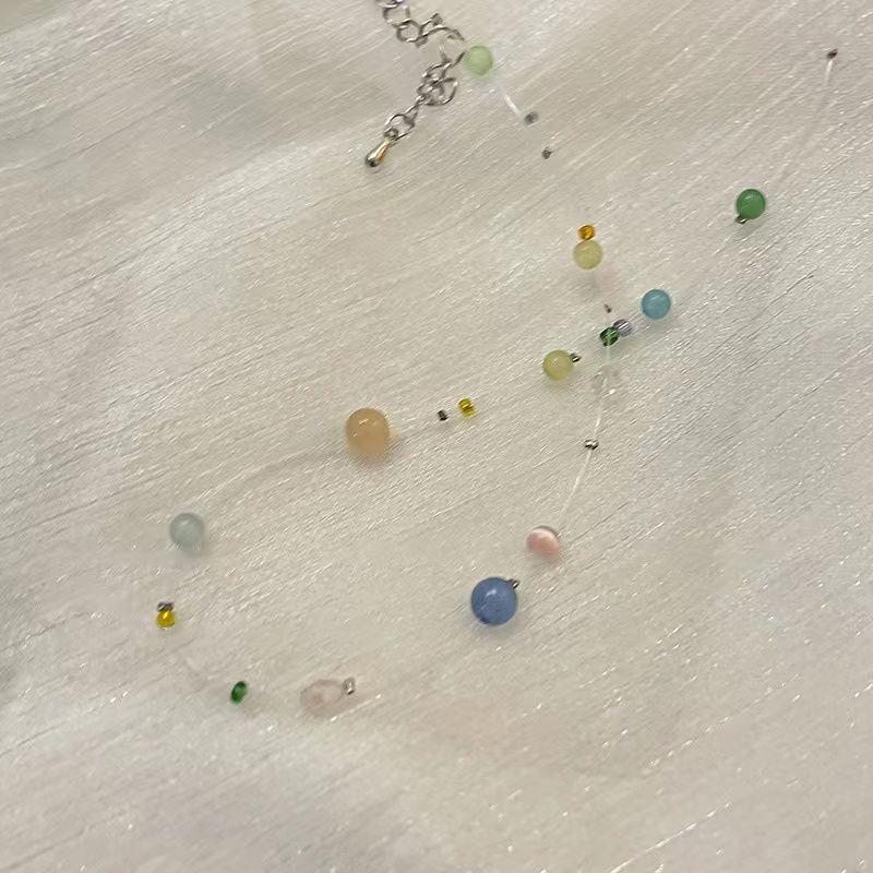 Bohemian Fish Line Beads Choker Candy Color Beach Jewelry Summer Clavicle Necklace For Women Charm Invisible Fishing Line Choker