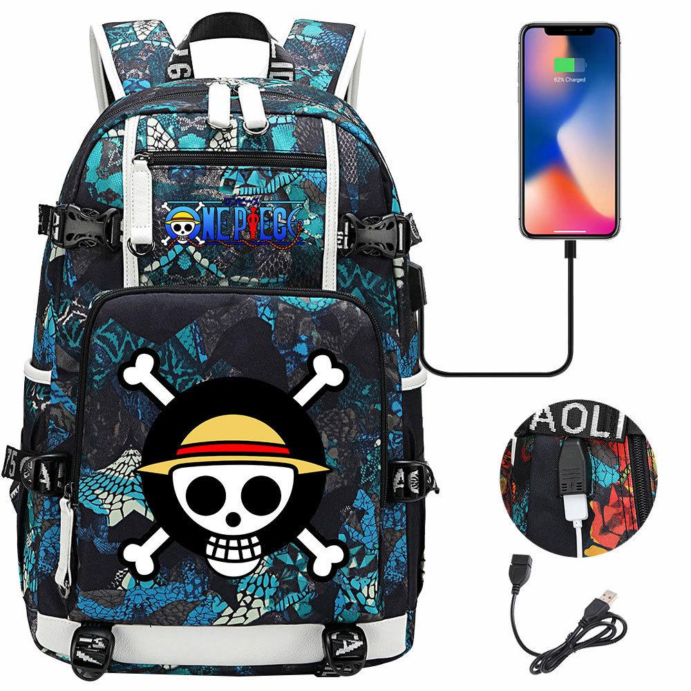 RiMan ONE PIECE Luffy Printed Teen Student School Bag Large Capacity Men's and Women's Leisure Travel Backpack