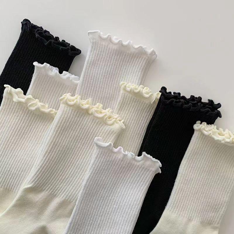 Women's Wood Ear Lace Mid-Tube Socks - Cute & Trendy Summer Mary Jane Style