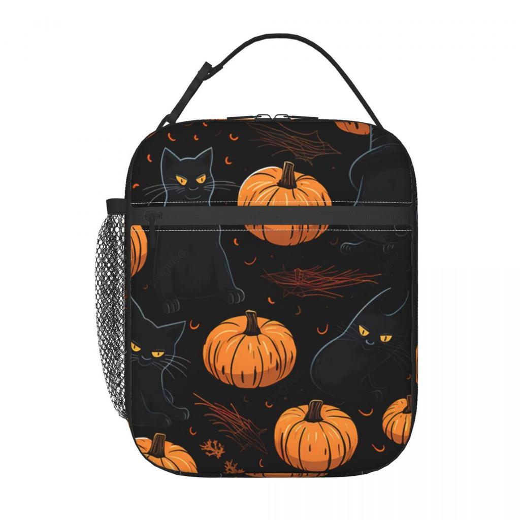 Heks Zwarte Kat Pompoen Halloween Patroon Geïsoleerde Lunchtas voor Vrouwen Kinderen Lekkagevrije Voedseldozen Thermische Lunchbox Tote