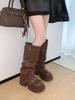 Brown Versatile Platform Height Increasing Martin Boots Women's Fall/Winter 2025 New Vintage Maillard Medium Boots