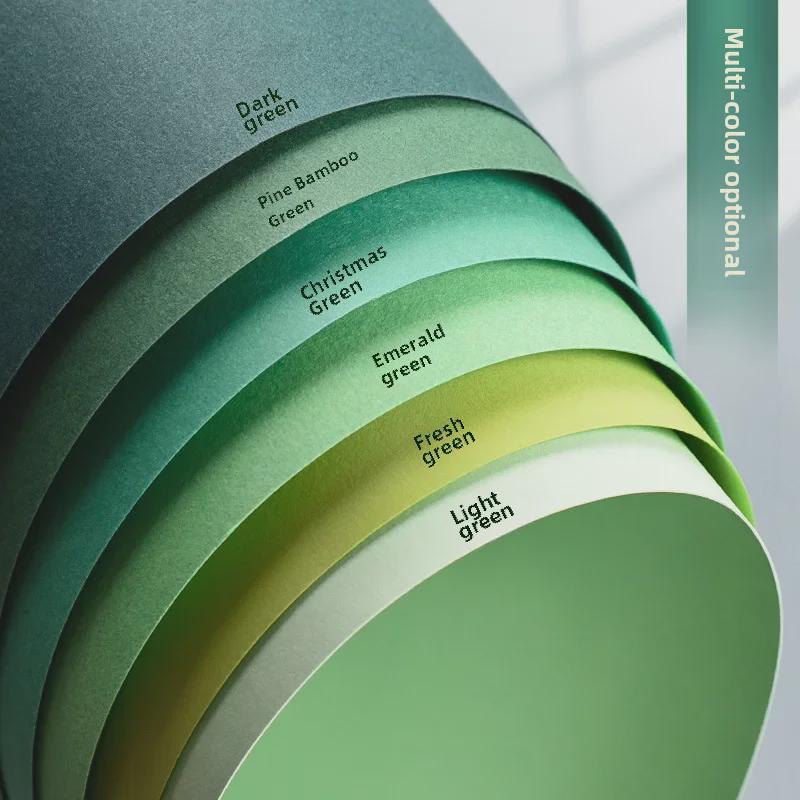 Yuanhao Handmade Cardstock: Light/Dark/Army/Forest Green 4K A4/A3 Background Paper for Kindergarten Projects.