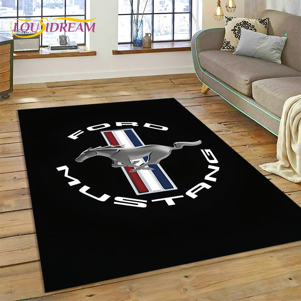 Classics 3D F-Ford GTR Mustang Car Rug Carpet for Living Room Bedroom Home Decor,Floor Mat Non-slip Decoration for Sofa Doormat