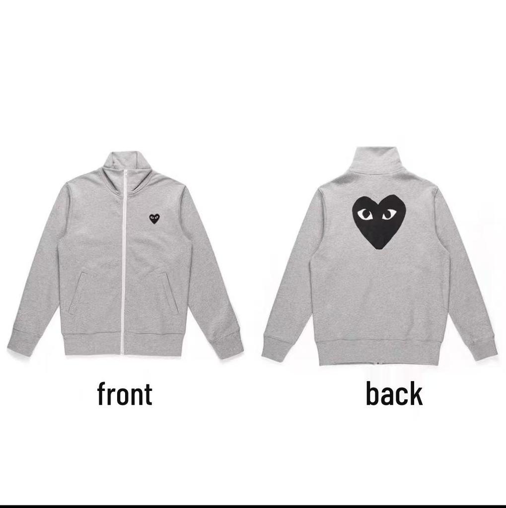 Chuan Jiu 2024 A/W Heart Hoodie: Unisex Stand Collar Zipper Pullover with Drawstring Hood