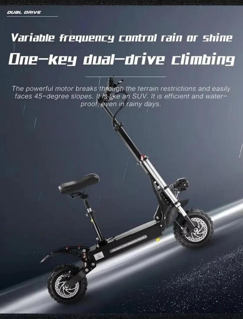 TOURSOR E5B Erwachsener Elektroroller 6000W Dualmotor 60V 40AH Geländereifen Elektroroller für Stadt- und Geländeabenteuer