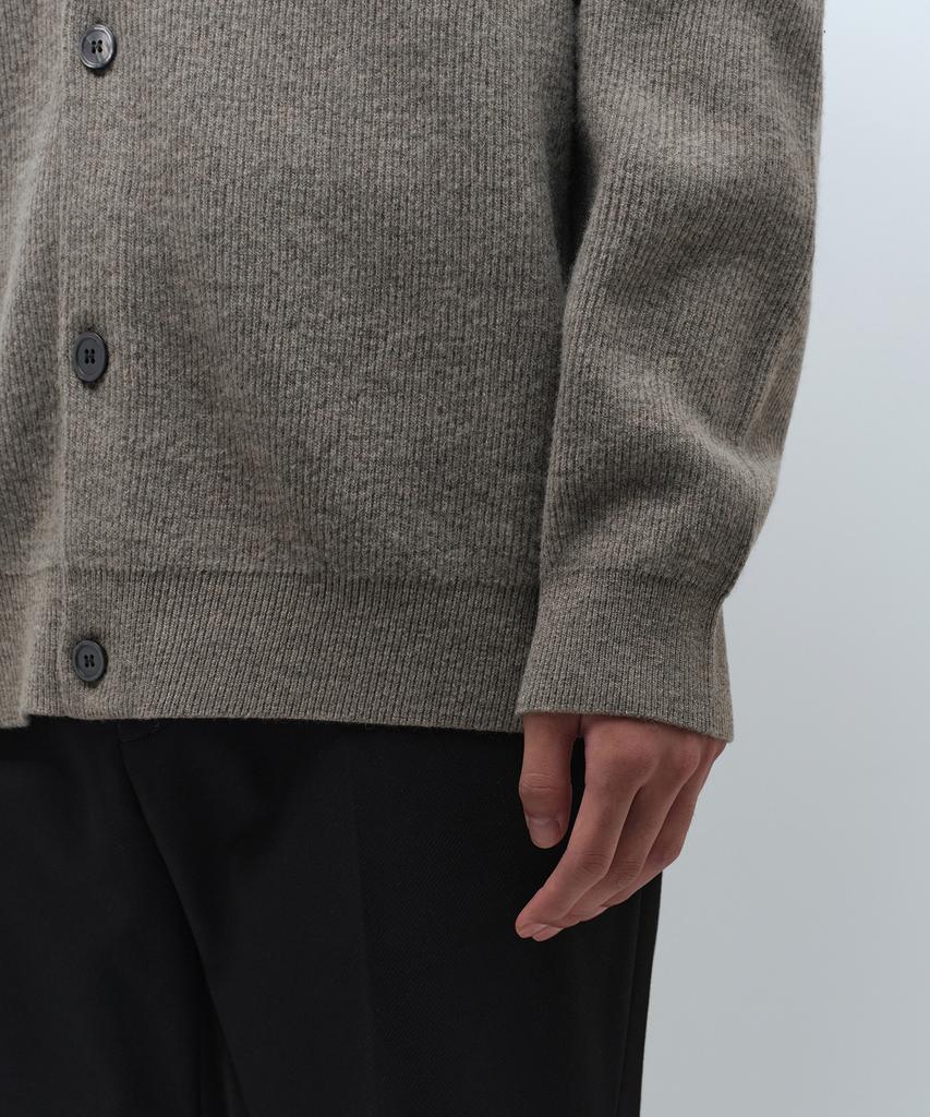 Musinsa Standard [Victoria Wool] Minimal Ribbed Round Neck Cardigan [Taupe]
