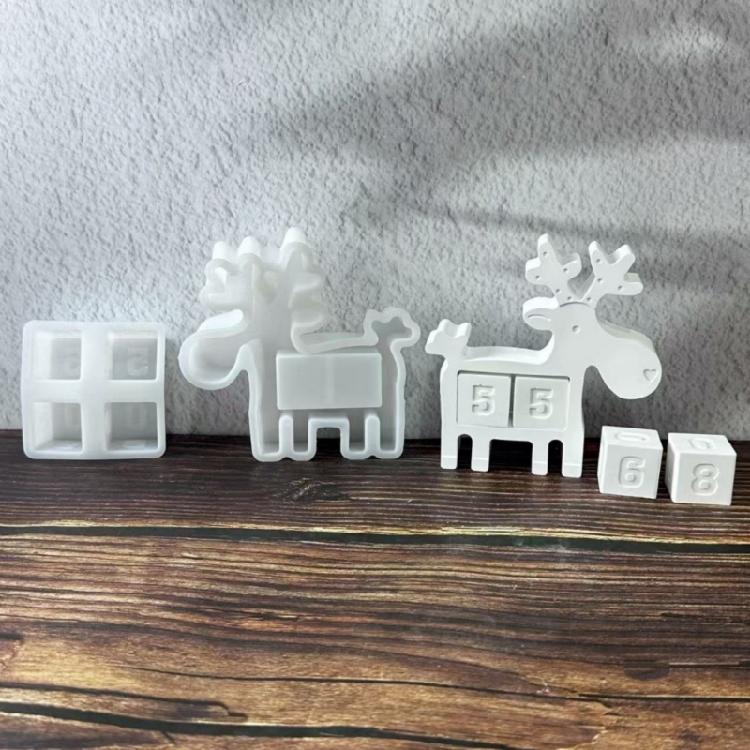 Christmas Silicone Resin Molds Christmas Reindeers Countdowns Calendar Mold Plasters Ornament Mold for Diys Home Decors