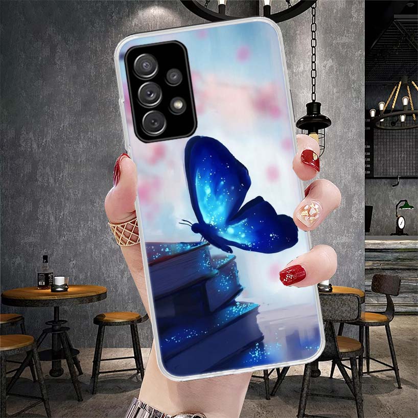 Blue Butterfly Beautiful Wing Soft Phone Case For Samsung Galaxy A12 A22 A32 A52 A72 A02S A51 A50S A71 A70 A31 A20S Note 20 Ultr