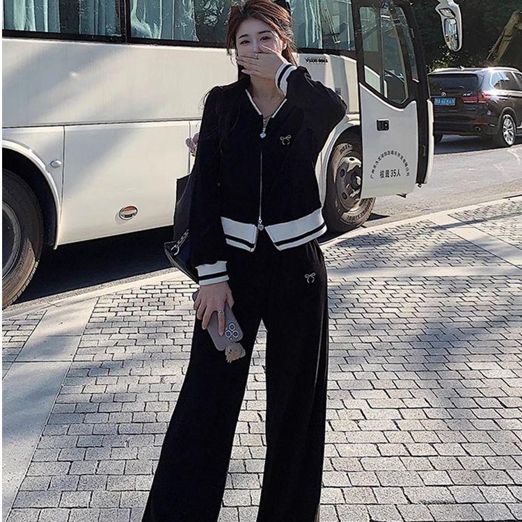

Women s Casual Korean-Style Two-Piece Sportswear Set for Spring and Autumn 3XL