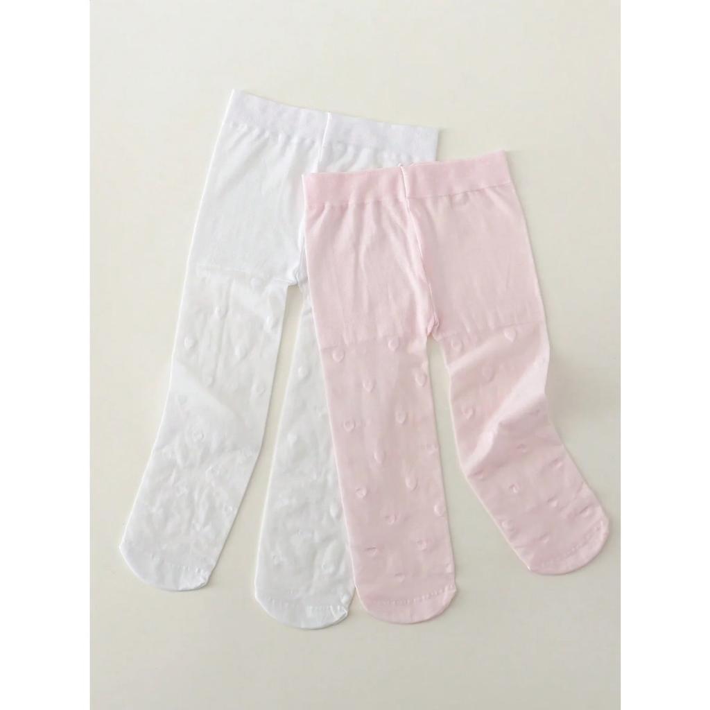 2 Pairs of Baby Girls Pantyhose Children Summer Thin Leggings Love Heart Mesh Stockings Little Princess White Tight Soft Hosiery