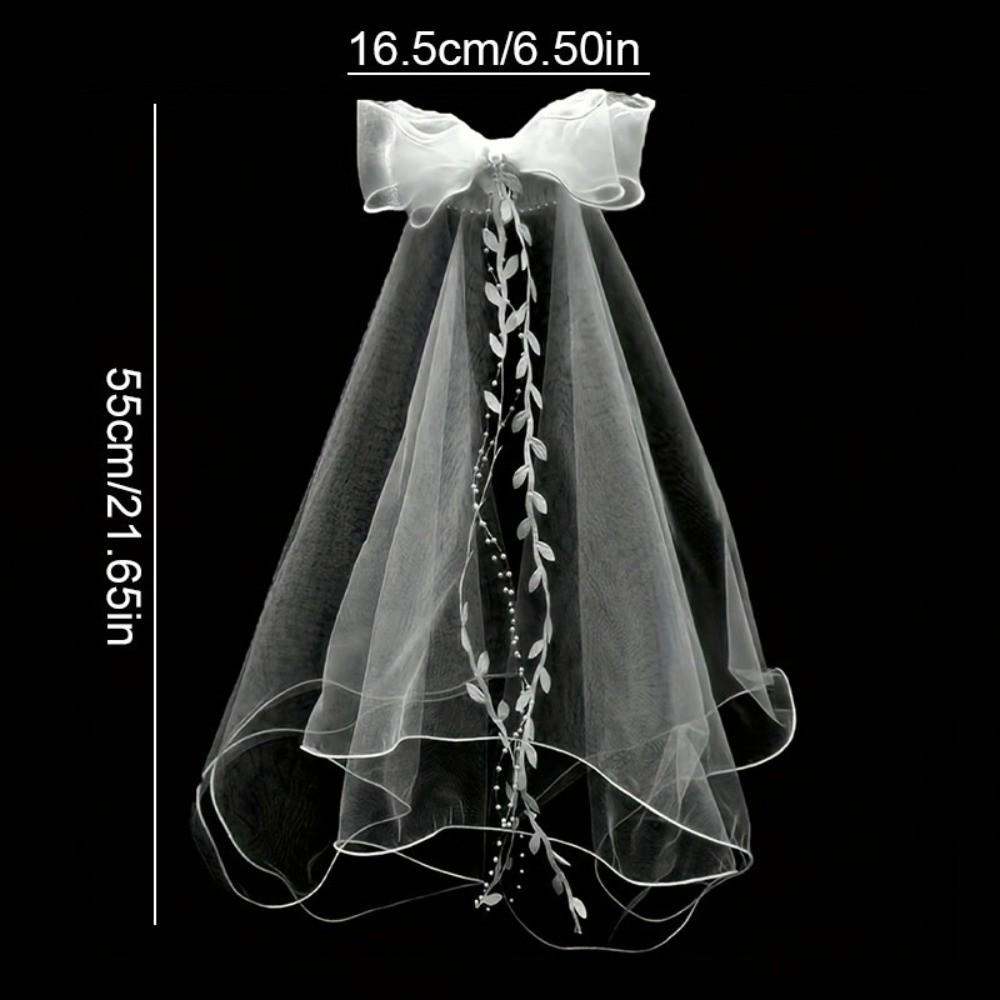 Flowing Girls Head Gauze Polyester Bridal Tulle Portable Bow Veil Hair Hoop  Photo Props