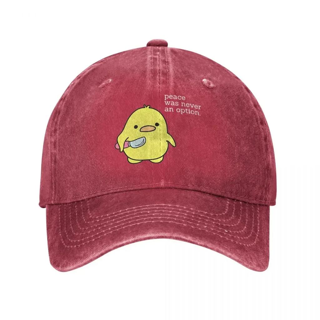 Peace Was Never An Option Duck Baseball Cap Vintage Distressed Washed Cartoon Headwear for Unisex Women Running Golf Fit Hats Cap