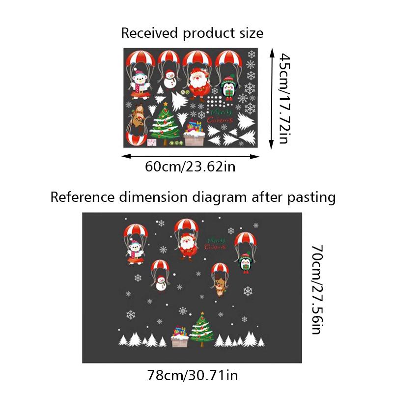 Christmas Adhesive-Free Scene Setting Static Sticker Easy To Use Window Stickers Store Decor 10 Styles
