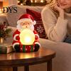 Resin Ornament for Desktop Light Up Santa Claus Figurine, Christmas Statue Holding Glowing Crystal Ball, Warm USB Powered Lamp Night Light,