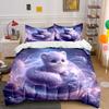 Fluffy Purple Creature On Starry Orb Duvet Cover Set With 3D Printing Design Soft Polyester Bedding Set All-Season Comfort