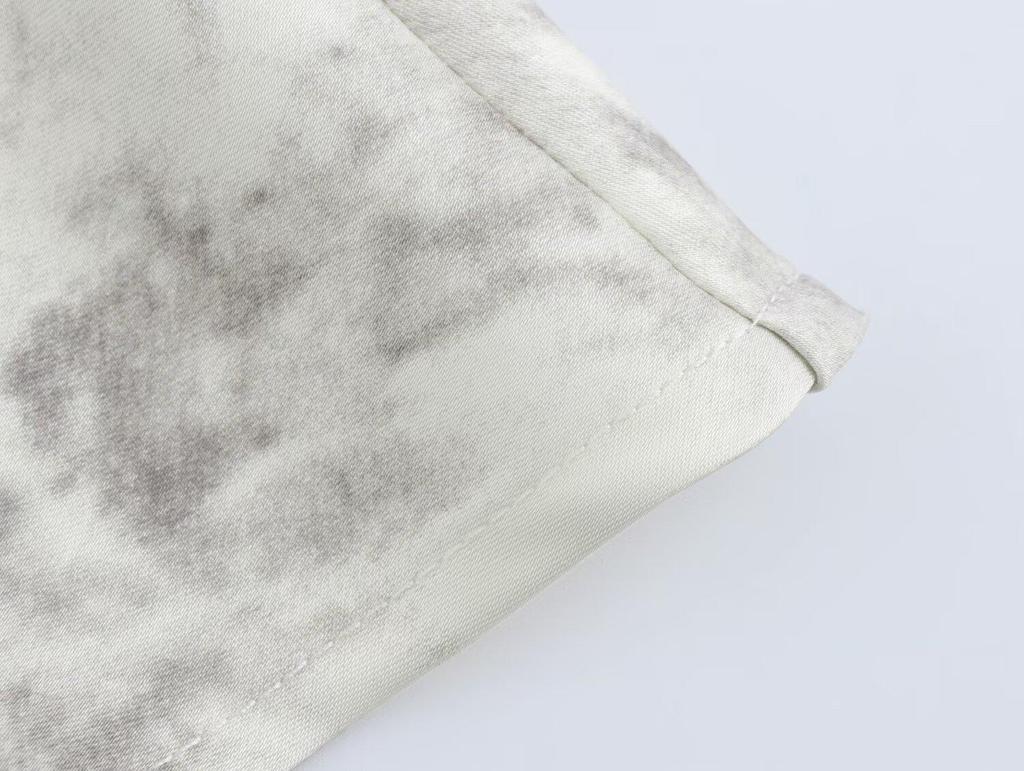 2025 Spring Women's European & American Ink Wash Satin Midi Skirt