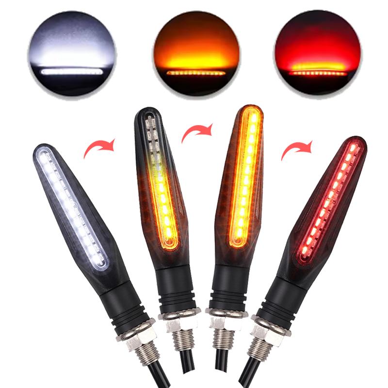 24LED Motorcycle LED Turn Signal Lights White Red Amber Flowing Indicators Front Rear Light Flasher Blinker For Motorcycle