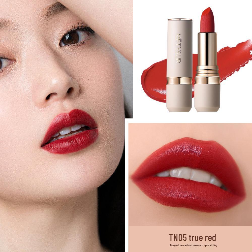 

Meiti Xiu Rose Essential Oil Matte Velvet Lipstick - Moisturizing, Long-Lasting, Pigmented, Whitening Finish.
