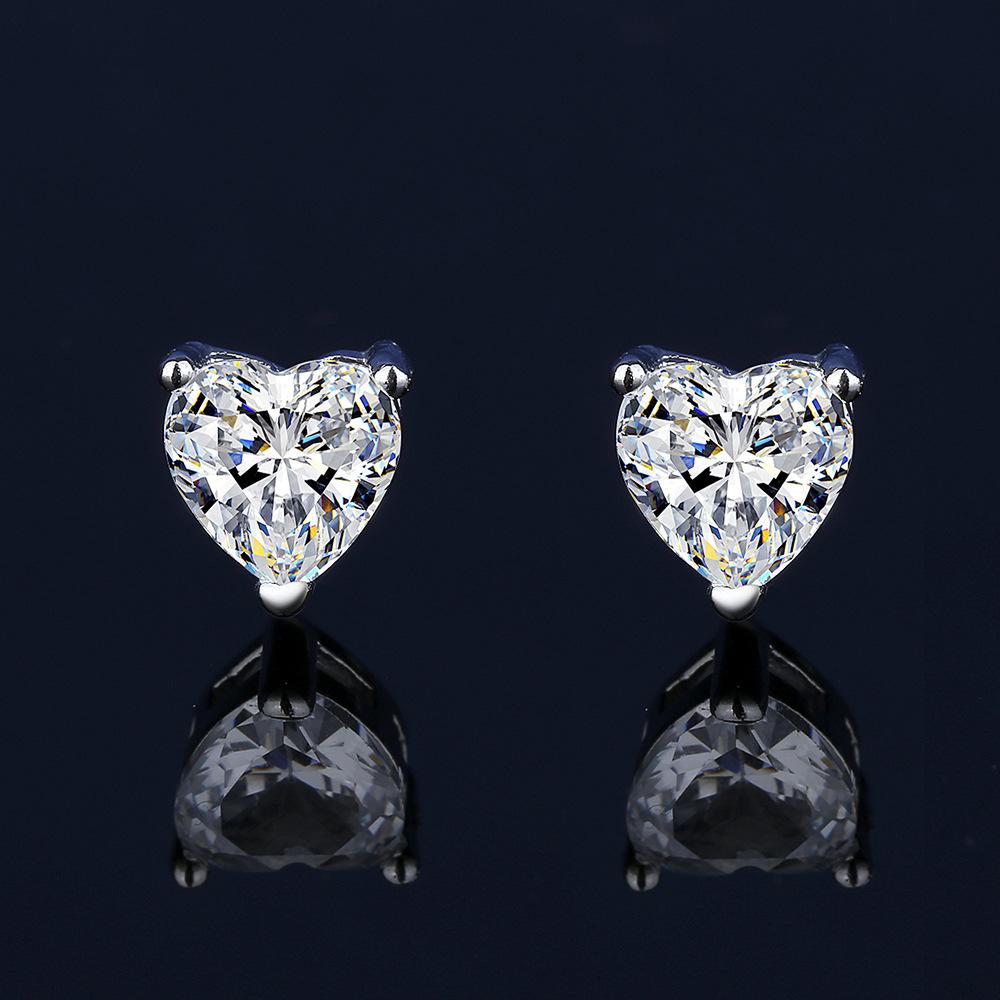 925 Silver Jewelry Set With Heart-Shaped Pendant Necklace, Earrings And Rings, Elegant Jewelry Accessories For Women