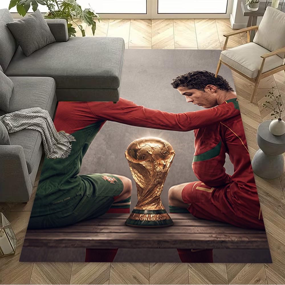 Cristiano Ronaldo Soccer Action Floor Mat Suitable for Dormitory Dining Room Living Rooms Study Room Anti-slip Rug Office Home Decor Best for Christma