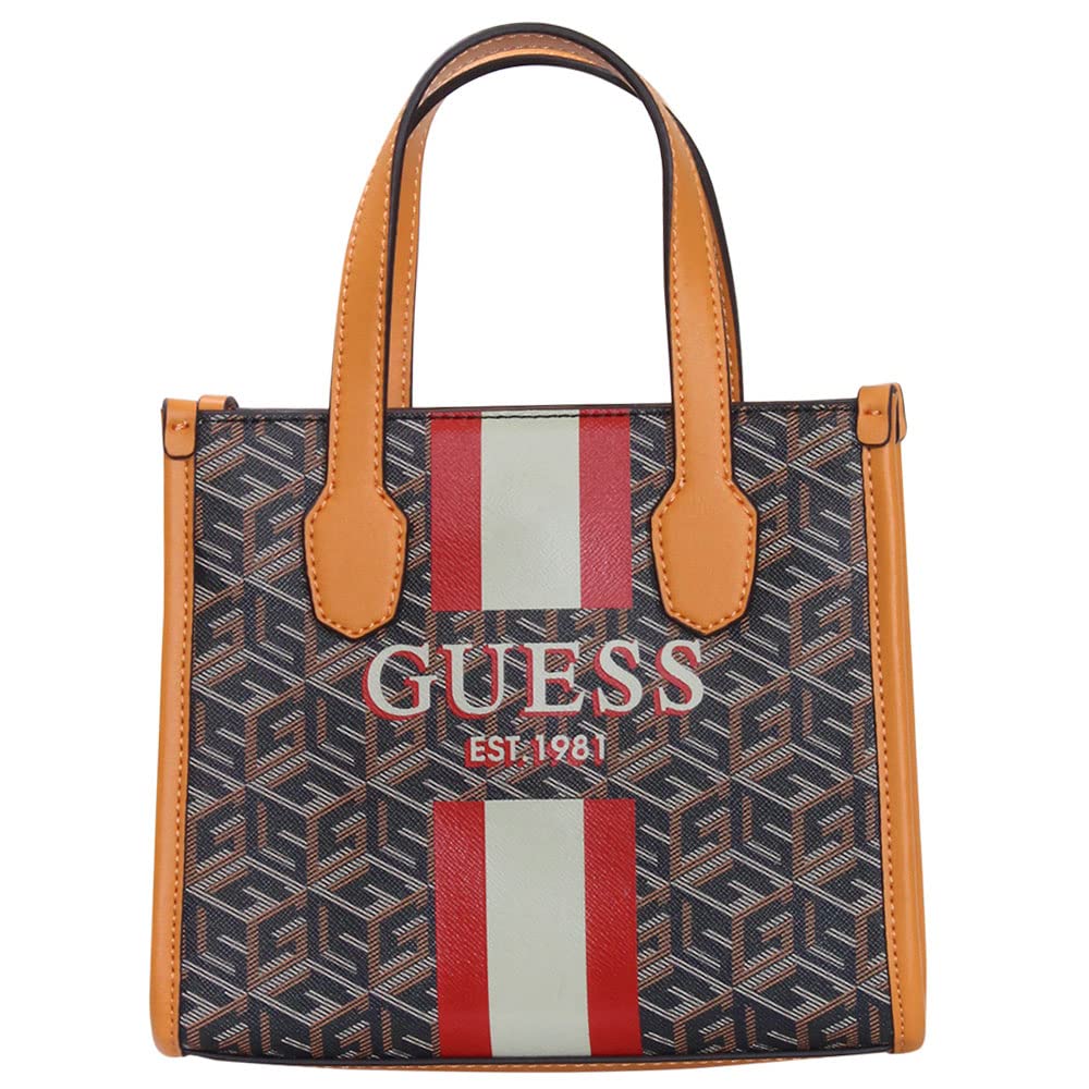

GUESS Silvana Mini Black ОБРАБОТКА ОБРАБОТКА Сумка-тоут, логотип/коньяк,