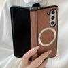 Luxury Business Sle Retro Soft Leather Hinge Phone Case for Samsung Z Fold 7 6 5 4 3 Magnetic Shockproof Protective Back Cover