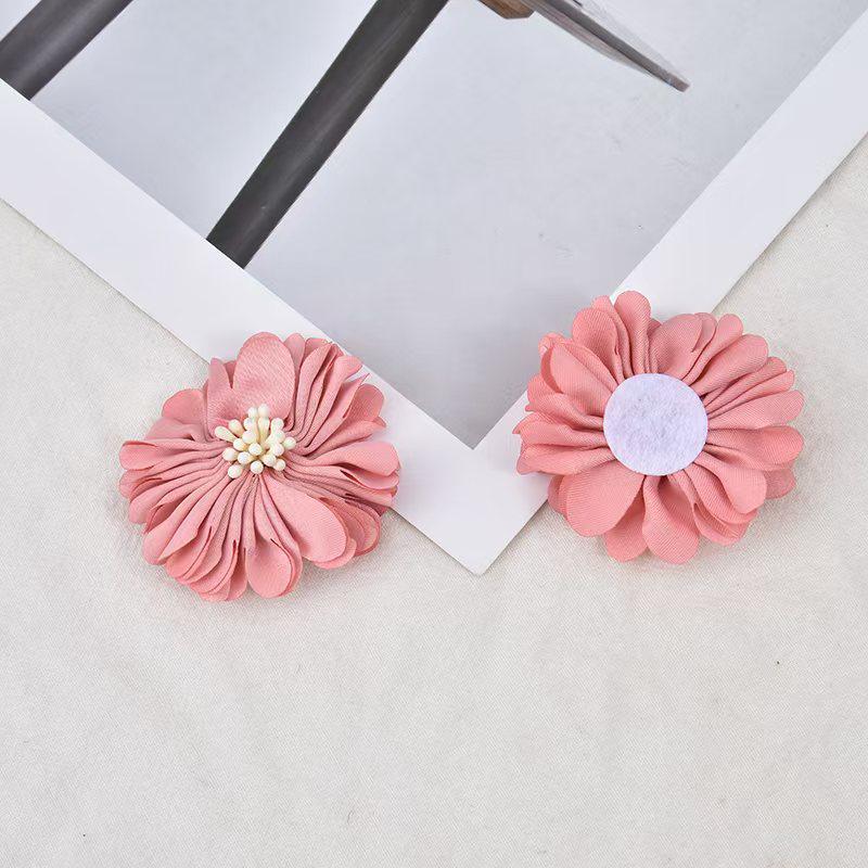 Retro Hong Kong Style Satin Flower Fabric Hair Accessories - Handmade Hair Ties, Headbands, Clips, and Earrings.