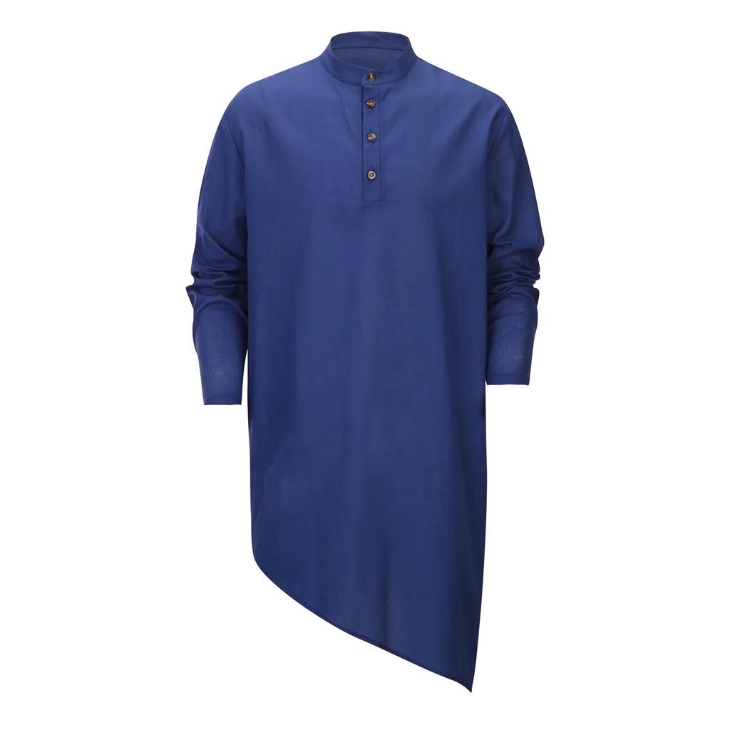 Minimalist Long Shirts Men's Shirt Robe Loose Indian & Pakistani Clothing New Chinese Casual Tops Knee-Length Casual Outerwear