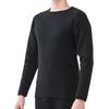 Mochihada Mochijoy Crew Neck Long Sleeve Shirt, Extra Thick, Men's, Size L, Black, Cold Weather Innerwear, Thick Fleece Lining, Perfect for Winter, Mo