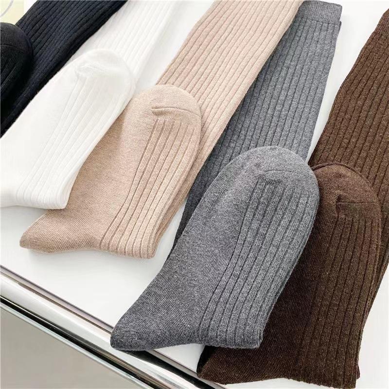 Thick Needle Calf Socks, Trendy Knee-Length Socks, Solid Color Socks, Cotton Autumn Versatile Stockings
