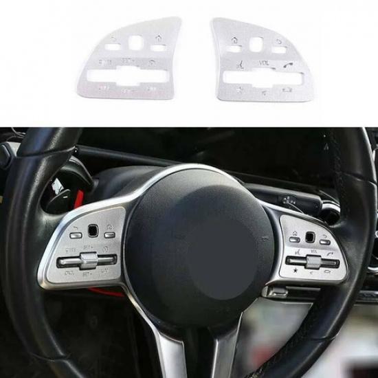 Car Steering Wheel Button Frame Silver Cover Trim For Benz GLA Aluminum -22