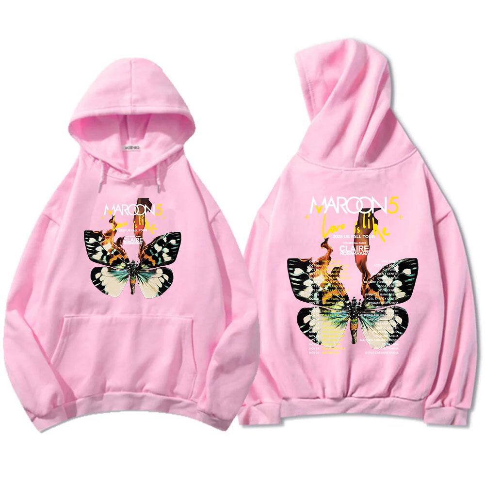 Love Is Like Tour Hoodies MAROON 5 Band Graphic Sweatshirts Long Sleeve Male Hooded Pullovers Streetwear Hip Hop Men Hoodie