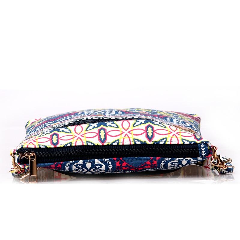 Kvinna Casual Printing Blommig Canvas Axelväska Dam Små Crossbody-väskor för Kvinnor Klaff Clutch Handväska