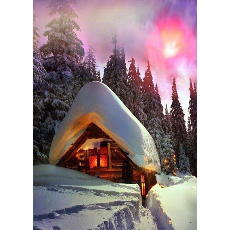 DIY Snow Scenic 5D Diamond Painting Full Round Drill Landscape Diamond Embroidery Cross Stitch Mosaic Kits Wall Art Home Decor