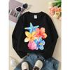 European Sizes Kids' Casual Printed Round Neck Pullover, Tropical Flowers Starfish Shell, Kids' Comfortable Warm Fashion Printed Top