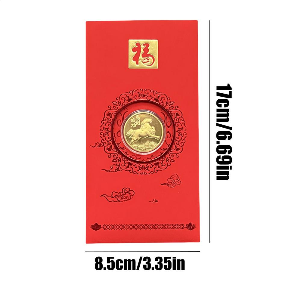 Rote Chinesische Umschläge 2026 Pferd Andenken-Päckchen Sammlermünze für Neujahr Jungen Mädchen Erwachsene Ältere Familie Freunde Winter