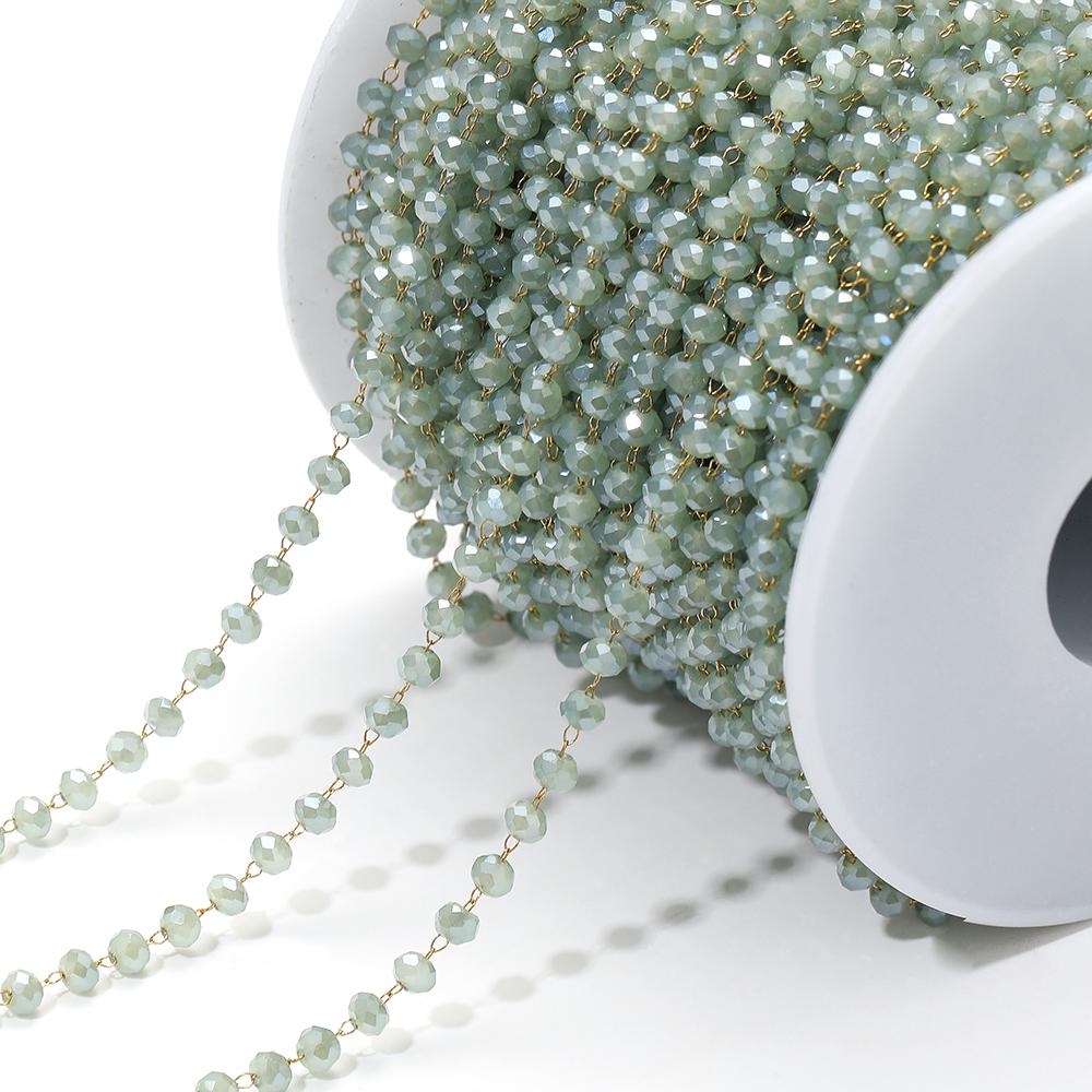 1 Meter Colorful 3mm Beads Beaded Chain Glass Crystal Beads Necklace Chain Accessories for Jewelry Making Components Crafts DIY