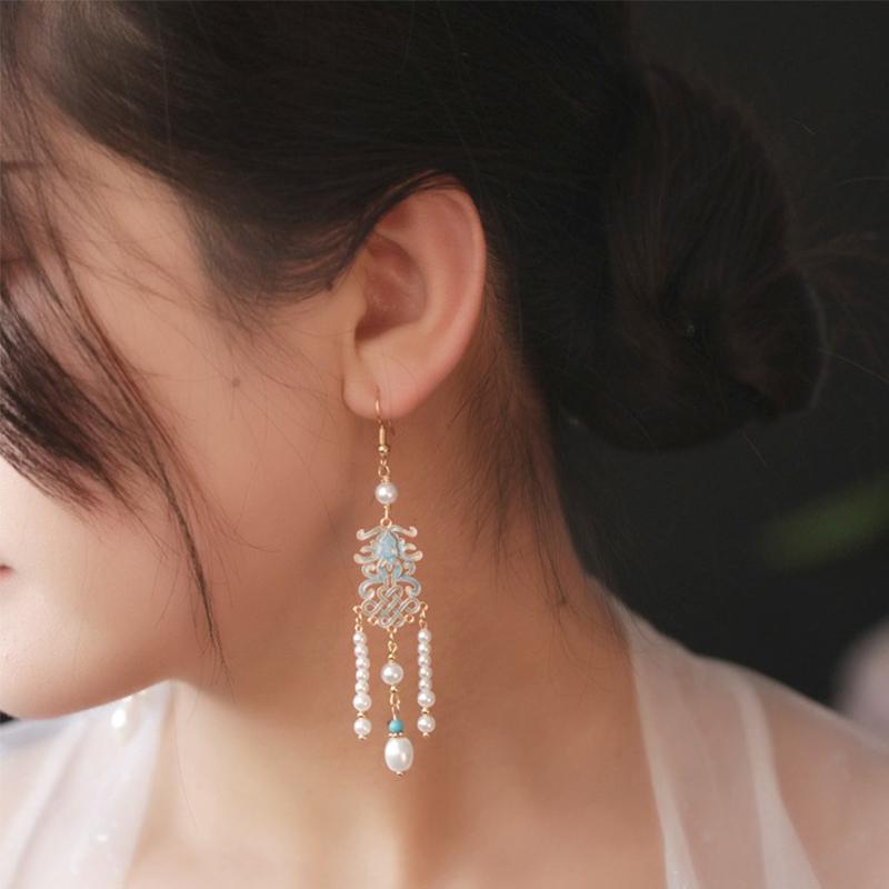 Steel Fun New China-Chic PingAn Buckle Koi Earrings Female Design Light Luxury Traditional Earrings Jewelry Accessories