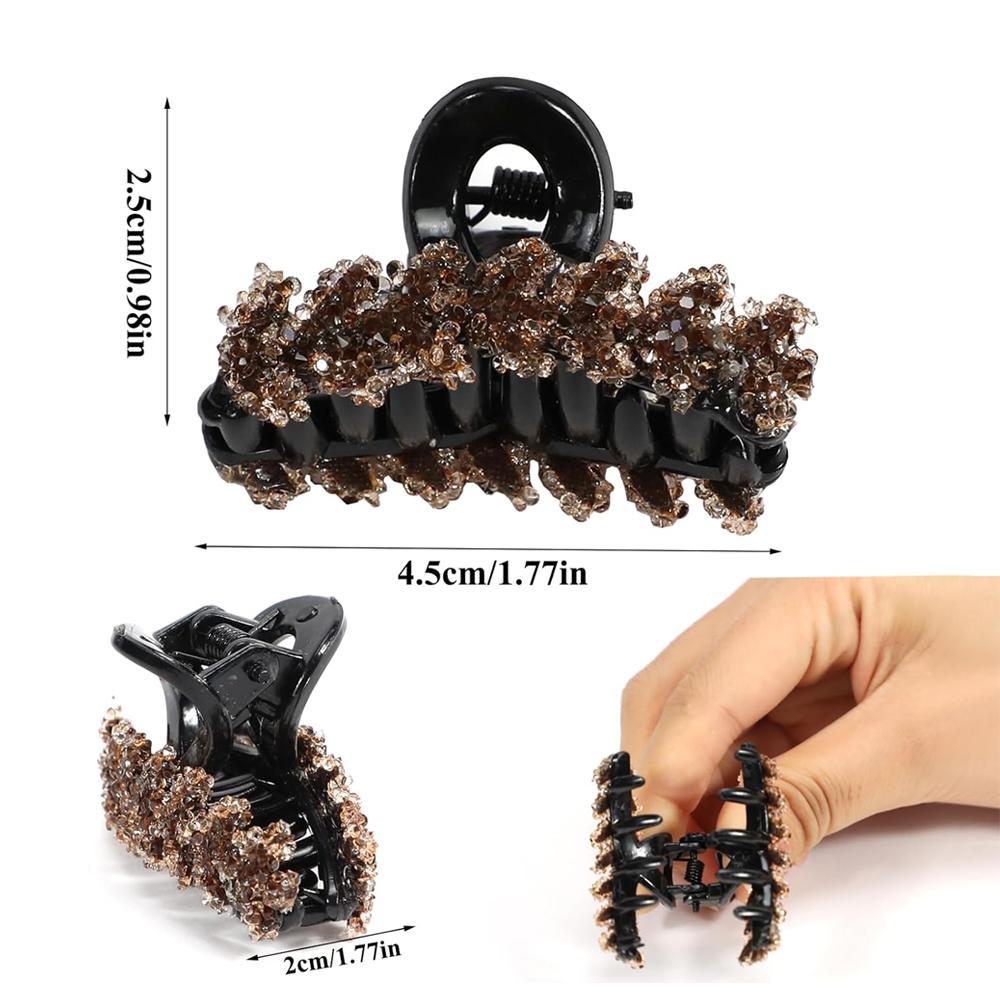 Rhinestones Leaf Shaped Hair Claw Small Size Crystal Wheat Shark Jaw Clamp For Strong Hold Bun Women Girls Daily Use Headwear