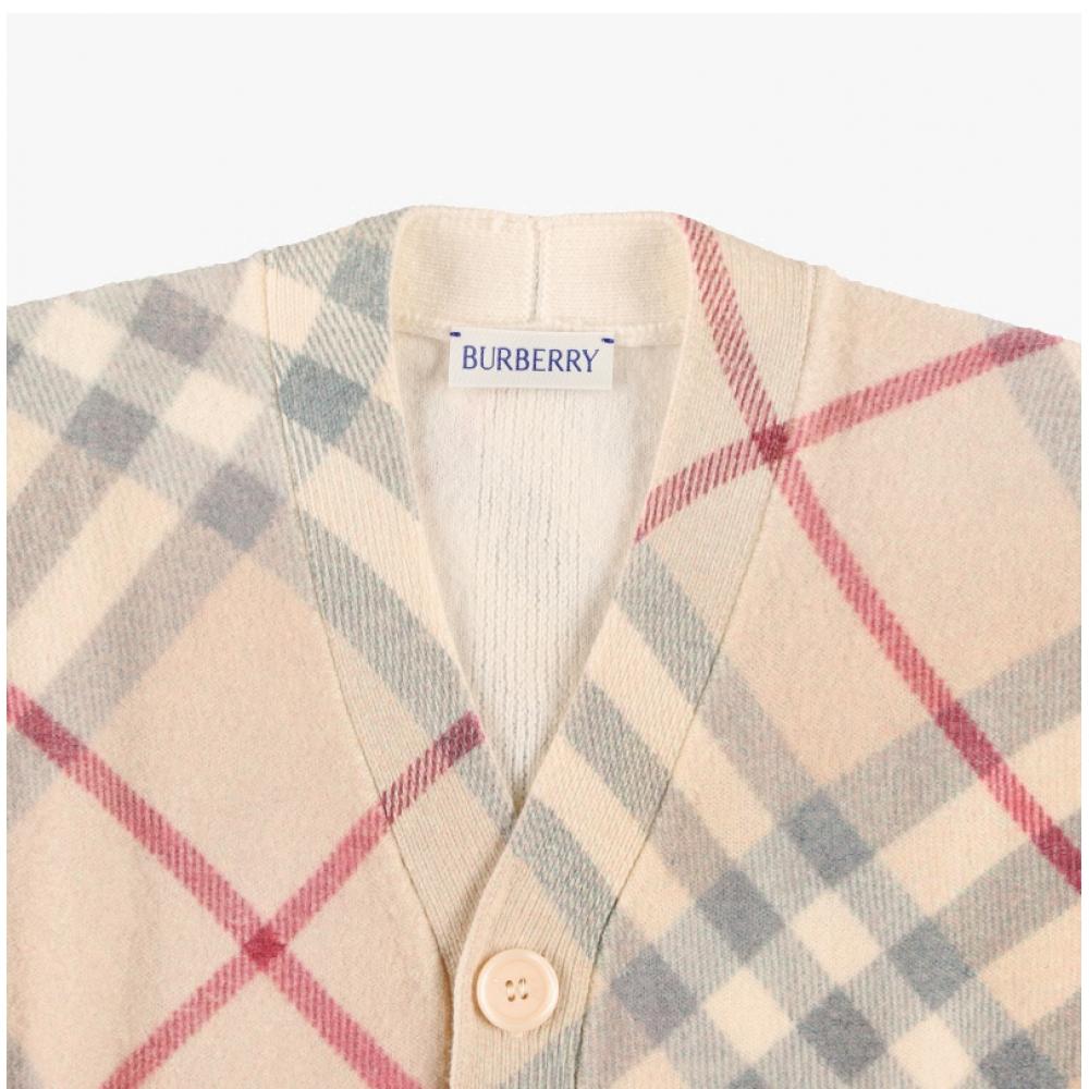 Burberry 8093145 A2205 Check V Neck Kids Cardigan