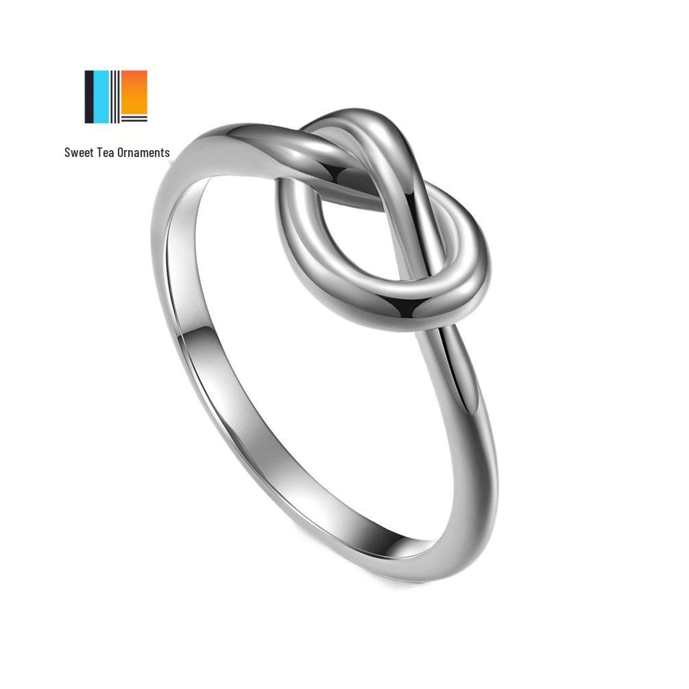

Trendy Unisex Titanium Steel Knot Ring Size 7 серебряный