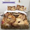 Rabbit in Flower Bush  Pattern Bedding Quilt Set  Home Decoration  Gift (1 * duvet cover + 2 * pillowcase, without core)