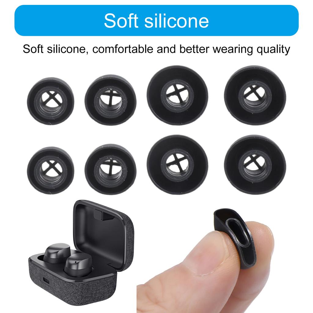 4Pairs Earbuds Cover In-Ear Tip Soft Silicone Ear Buds Accessories for 3 Earphone Eartips